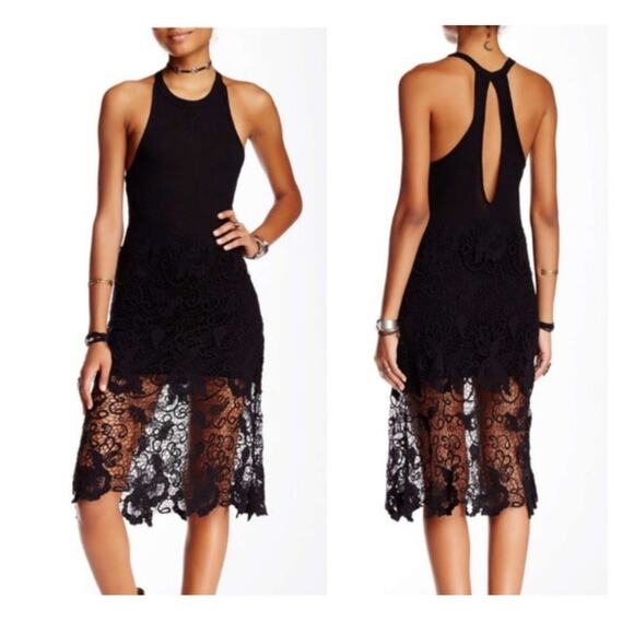 Free People Black Lace Nora Dress Size Small XSmall - Picture 1 of 8